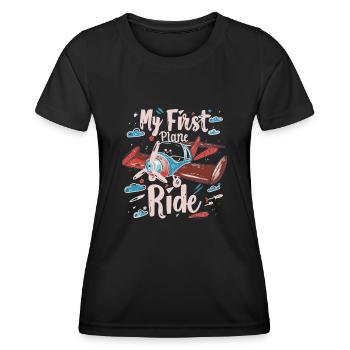 Meine Erste Flugreise Erstes Mal Fliegen - Frauen Funktions-T-Shirt - Schwarz - Vorne - AI Model Female 172 light (172cm)