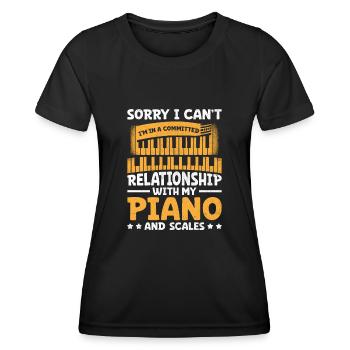 Tut mir leid, ich kann nicht, ich bin in einer festen Beziehung mit - Frauen Funktions-T-Shirt - Schwarz - Vorne - AI Model Female 172 light (172cm)