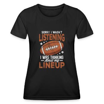 Je pensais à mon fantasme de Lineup Funny FFL - T-shirt sport Femme - noir - Devant - AI Model Female 172 light (172cm)
