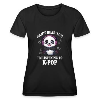 Cute Panda K-Pop Kpop Korea Music - Women's Functional T-Shirt - black - Front - AI Model Female 172 light (172cm)