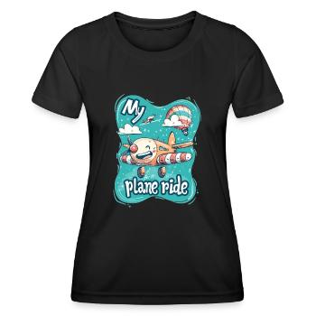 Meine Erste Flugreise Erstes Mal Fliegen - Frauen Funktions-T-Shirt - Schwarz - Vorne - AI Model Female 172 light (172cm)