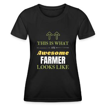 So sieht ein großartiger Landwirt aus - Frauen Funktions-T-Shirt - Schwarz - Vorne - AI Model Female 172 light (172cm)