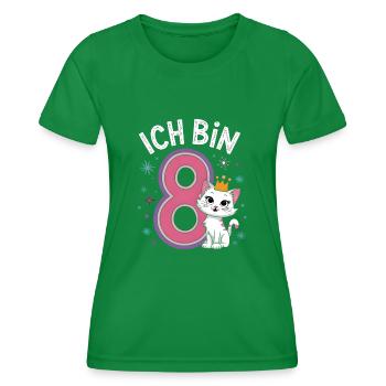 8. Geburtstag Katze Kätzchen Kindergeburtstag - Frauen Funktions-T-Shirt - Kelly Green - Vorne - AI Model Female 172 dark (172cm)