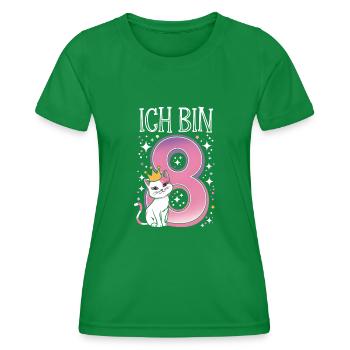 8. Geburtstag Katze Kätzchen Kindergeburtstag - Frauen Funktions-T-Shirt - Kelly Green - Vorne - AI Model Female 172 dark (172cm)