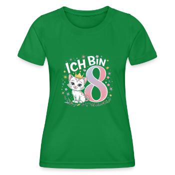 8. Geburtstag Katze Kätzchen Kindergeburtstag - Frauen Funktions-T-Shirt - Kelly Green - Vorne - AI Model Female 172 dark (172cm)