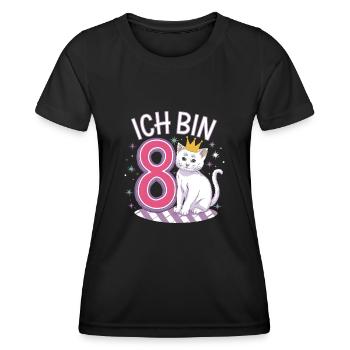 8. Geburtstag Katze Kätzchen Kindergeburtstag - Frauen Funktions-T-Shirt - Schwarz - Vorne - AI Model Female 172 light (172cm)