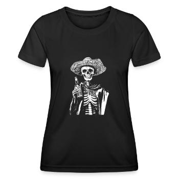 Mexican Dead with Sombrero and Tequila - Women's Functional T-Shirt - black - Front - AI Model Female 172 light (172cm)