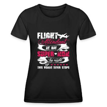 Flight Attendant Flight Attendant Mom - Women's Functional T-Shirt - black - Front - AI Model Female 172 light (172cm)