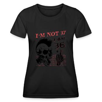 J’ai 36 ans et majeur - 37e anniversaire - T-shirt sport Femme - noir - Devant - AI Model Female 172 light (172cm)