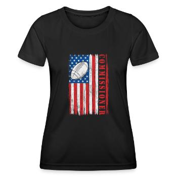 Commissaire Fantasy Football USA Drapeau Drôle - T-shirt sport Femme - noir - Devant - AI Model Female 172 light (172cm)