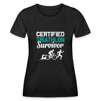 Zertifizierter Triathlon Survivor Swim Bike Run Triathl - Frauen Funktions-T-Shirt - Schwarz - Vorne - AI Model Female 172 light (172cm)