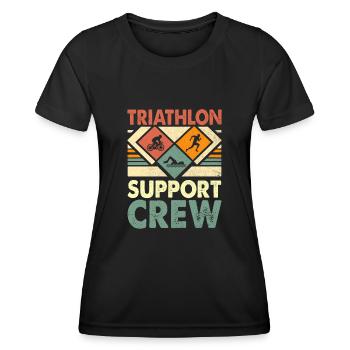Triathlon Support Crew Swim Bike Run Triathlete - Women's Functional T-Shirt - black - Front - AI Model Female 172 light (172cm)
