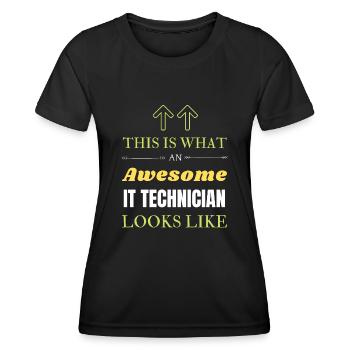 Voici à quoi ressemble un technicien informatique génial - T-shirt sport Femme - noir - Devant - AI Model Female 172 light (172cm)