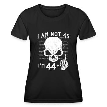 I Am 44 Plus Middle Finger - 45th Birthday - Women's Functional T-Shirt - black - Front - AI Model Female 172 light (172cm)