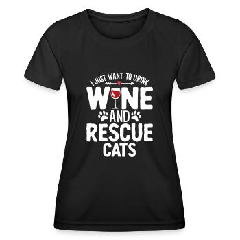 Lustige Katze Rettung Tierheim Tieraktivist Wein - Frauen Funktions-T-Shirt - Schwarz - Vorne - AI Model Female 172 light (172cm)