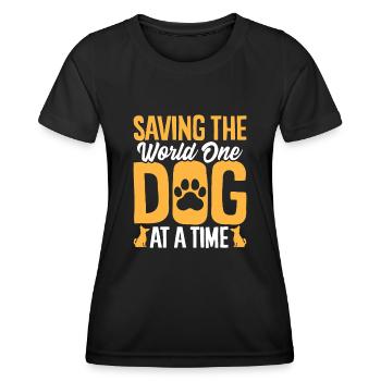 Sauver le monde, un chien à la fois : un animal drôle - T-shirt sport Femme - noir - Devant - AI Model Female 172 light (172cm)
