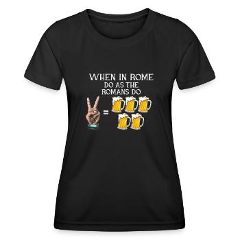 Quand à Rome Faites comme les Romains font la bière - T-shirt sport Femme - noir - Devant - AI Model Female 172 light (172cm)