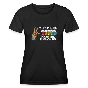 Quand à Rome Faites comme les Romains font la bière - T-shirt sport Femme - noir - Devant - AI Model Female 172 light (172cm)