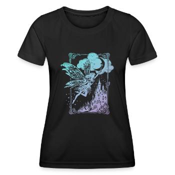 Fee im Scherenschnitt Vintage Look - Frauen Funktions-T-Shirt - Schwarz - Vorne - AI Model Female 172 light (172cm)