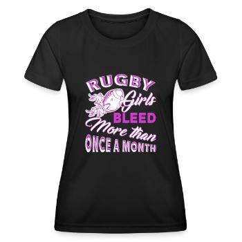 Rugby Girl Bleed More Than Once A Month - Women's Functional T-Shirt - black - Front - AI Model Female 172 light (172cm)