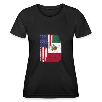 Mexiko Mexico Mexikaner Geschenk Flagge Fußball - Frauen Funktions-T-Shirt - Schwarz - Vorne - AI Model Female 172 light (172cm)