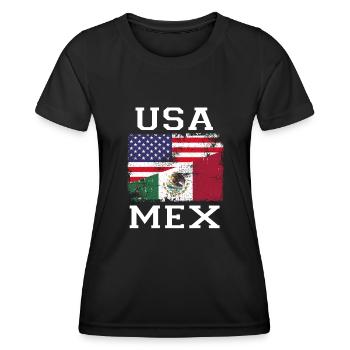 Mexiko Mexico Mexikaner Geschenk Flagge Fußball - Frauen Funktions-T-Shirt - Schwarz - Vorne - AI Model Female 172 light (172cm)