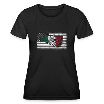 Mexiko Mexico Mexikaner Geschenk Flagge Fußball - Frauen Funktions-T-Shirt - Schwarz - Vorne - AI Model Female 172 light (172cm)