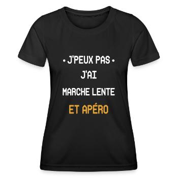 I can't I walked slowly and aperitif - Women's Functional T-Shirt - black - Front - AI Model Female 172 light (172cm)