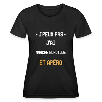 Ich kann nicht Nordic Walking und Aperitif haben - Frauen Funktions-T-Shirt - Schwarz - Vorne - AI Model Female 172 light (172cm)