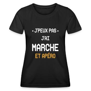 Ich kann nicht ich bin gelaufen und Aperitif - Frauen Funktions-T-Shirt - Schwarz - Vorne - AI Model Female 172 light (172cm)