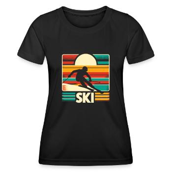 Ski rétro Skieur Ski Sports d’hiver Skis - T-shirt sport Femme - noir - Devant - AI Model Female 172 light (172cm)