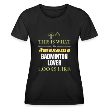 Voici à quoi ressemble un grand amateur de badminton - T-shirt sport Femme - noir - Devant - AI Model Female 172 light (172cm)