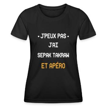 I can't I have sepak takraw and aperitif - Women's Functional T-Shirt - black - Front - AI Model Female 172 light (172cm)