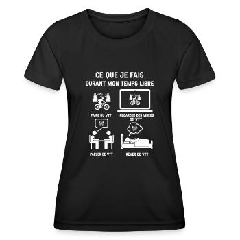 temps libre VTT humour - T-shirt sport Femme - noir - Devant - AI Model Female 172 light (172cm)