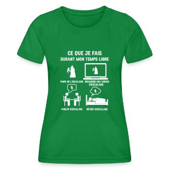 Free time climbing humor - Women's Functional T-Shirt - kelly green - Front - AI Model Female 172 dark (172cm)