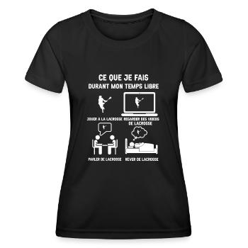 Free time lacrosse humor - Women's Functional T-Shirt - black - Front - AI Model Female 172 light (172cm)