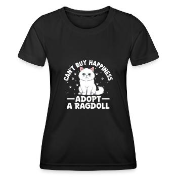 Kann Glück nicht kaufen Adoptiere eine Ragdoll Ragdolls Katze L - Frauen Funktions-T-Shirt - Schwarz - Vorne - AI Model Female 172 light (172cm)