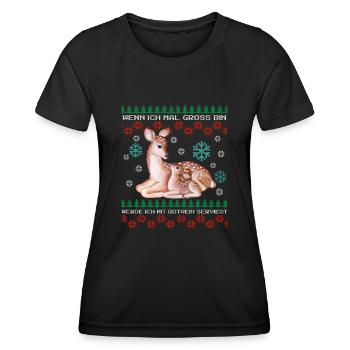 Drôle de dire Noël laid avec cerf - T-shirt sport Femme - noir - Devant - AI Model Female 172 light (172cm)