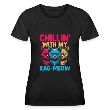 Chillen mit meinem Rag-Meow Ragdoll Ragdolls Cat Lov - Frauen Funktions-T-Shirt - Schwarz - Vorne - AI Model Female 172 light (172cm)