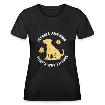 flyball and beer that why Im here Design - Frauen Funktions-T-Shirt - Schwarz - Vorne - AI Model Female 172 light (172cm)