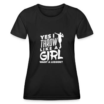 Lancer du disque Athlète Cadeau d’athlète - T-shirt sport Femme - noir - Devant - AI Model Female 172 light (172cm)