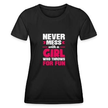 Lancer du disque Athlète Cadeau d’athlète - T-shirt sport Femme - noir - Devant - AI Model Female 172 light (172cm)