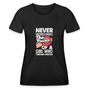 Lancer du disque Athlète Cadeau d’athlète - T-shirt sport Femme - noir - Devant - AI Model Female 172 light (172cm)