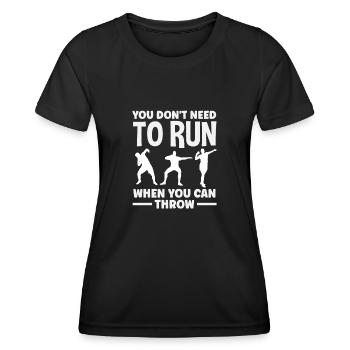 Lancer du disque Athlète Cadeau d’athlète - T-shirt sport Femme - noir - Devant - AI Model Female 172 light (172cm)