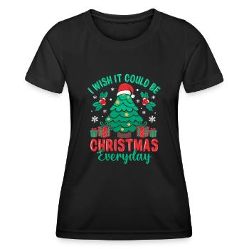 I Wish It Could Be Christmas Everyday Tree Santa - Frauen Funktions-T-Shirt - Schwarz - Vorne - AI Model Female 172 light (172cm)