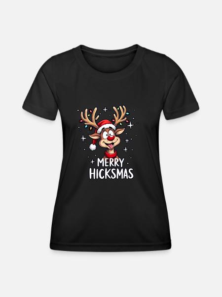 Weihnachten Rentier Rudolph - Frauen Funktions-T-Shirt - Schwarz