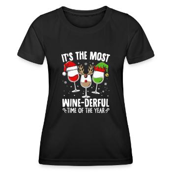 It's The Most Wine-derful Time Of The Year Santa C - Women's Functional T-Shirt - black - Front - AI Model Female 172 light (172cm)