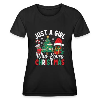 Just A Girl Who Loves Christmas Holiday Sister - Frauen Funktions-T-Shirt - Schwarz - Vorne - AI Model Female 172 light (172cm)