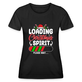 Loading Christmas Spirit Please Wait.... Santa Hol - Women's Functional T-Shirt - black - Front - AI Model Female 172 light (172cm)