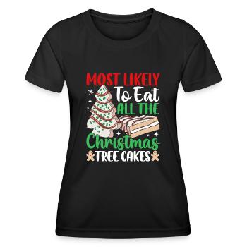 Most Likely To Eat All The Christmas Tree Cakes Co - Frauen Funktions-T-Shirt - Schwarz - Vorne - AI Model Female 172 light (172cm)